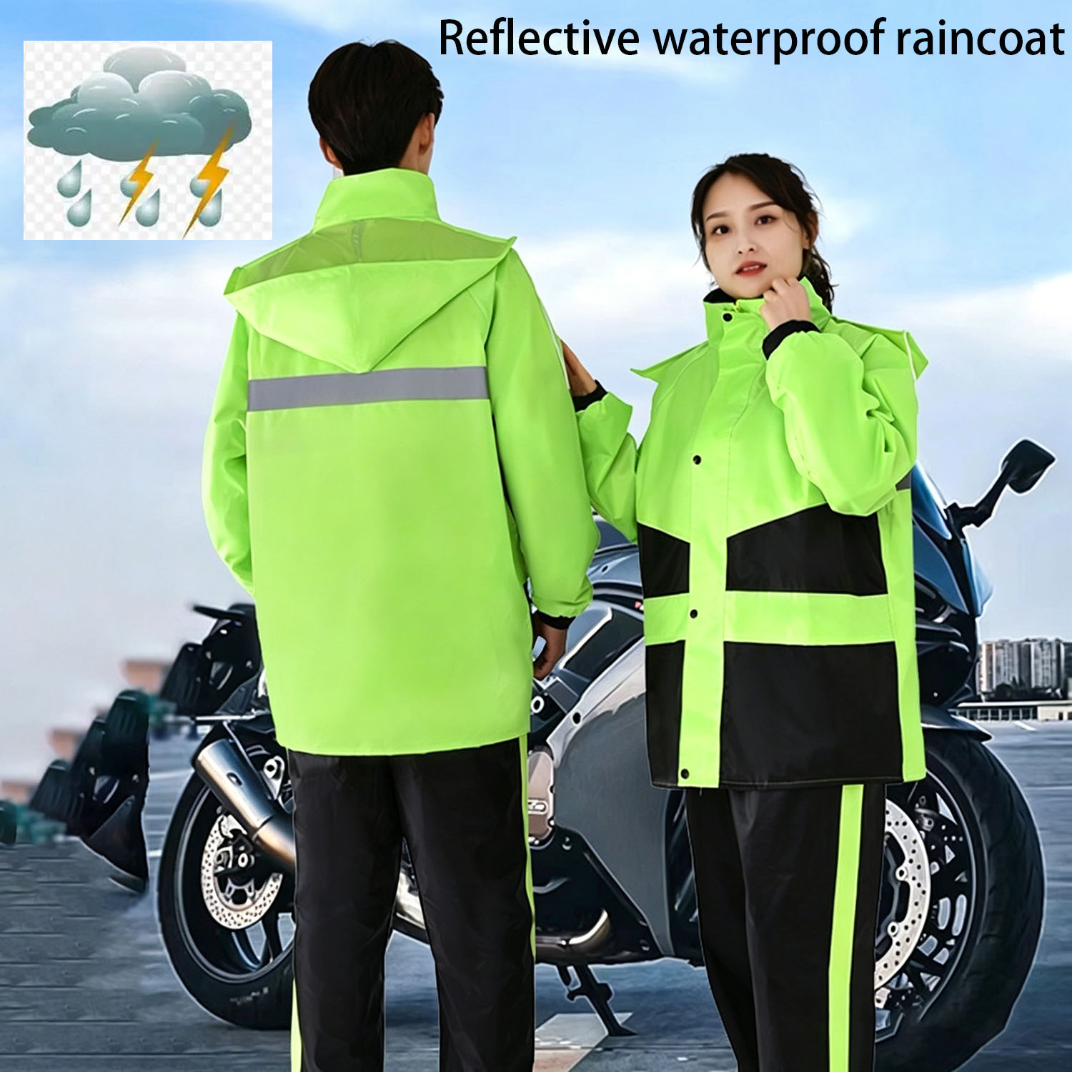 Motorcycle Gear Mens - オートバイレインコートスーツ男性女性防水レインギアレインジャケット反射作業レインコート軽量ハイキングレインスーツ