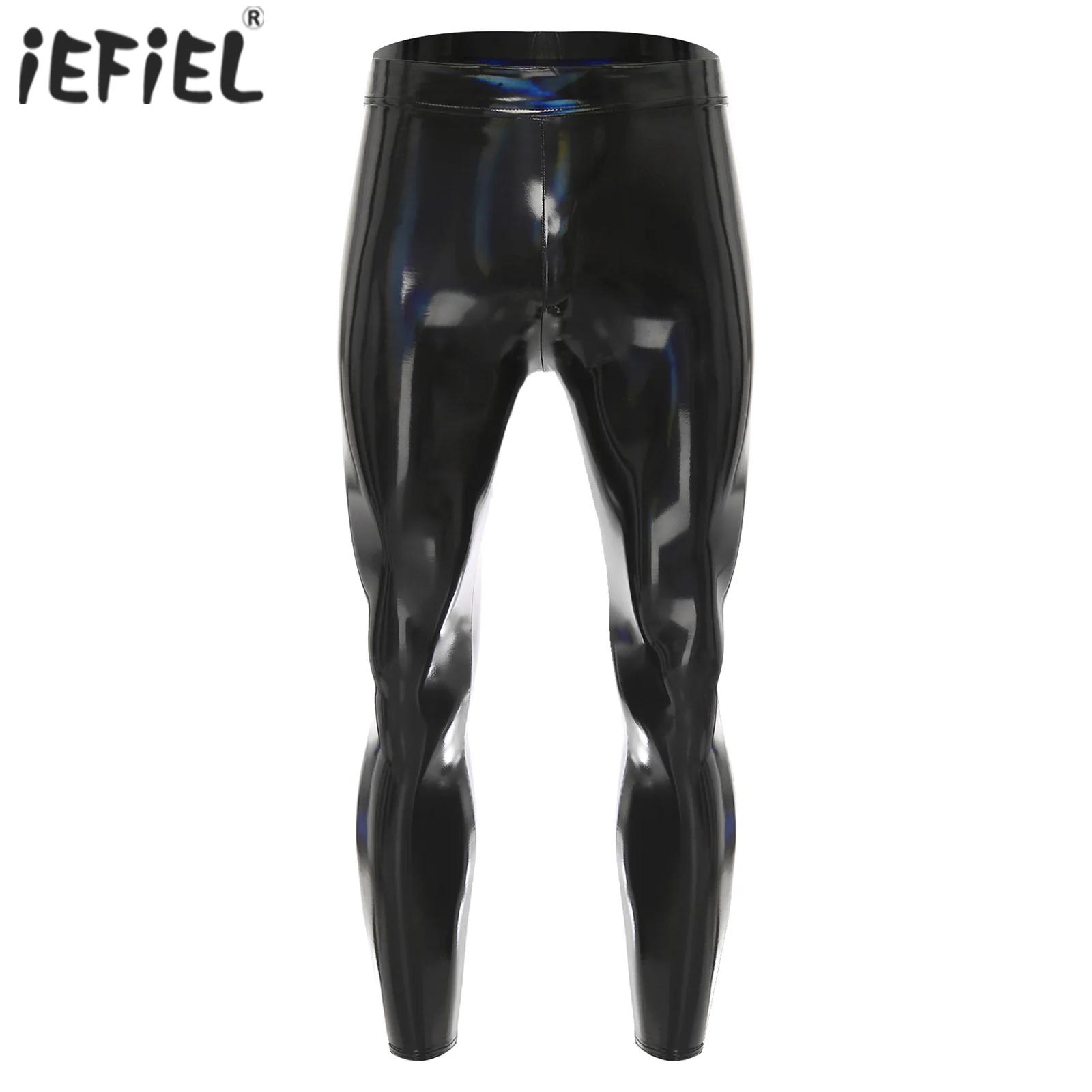 Motorcycle Gear Mens - メンズブラックディスコタイツ,レギンス,パンツ,オイルグロス,ストレッチpuレザー,ウェットルック,ダンスウェア,クラブウェア