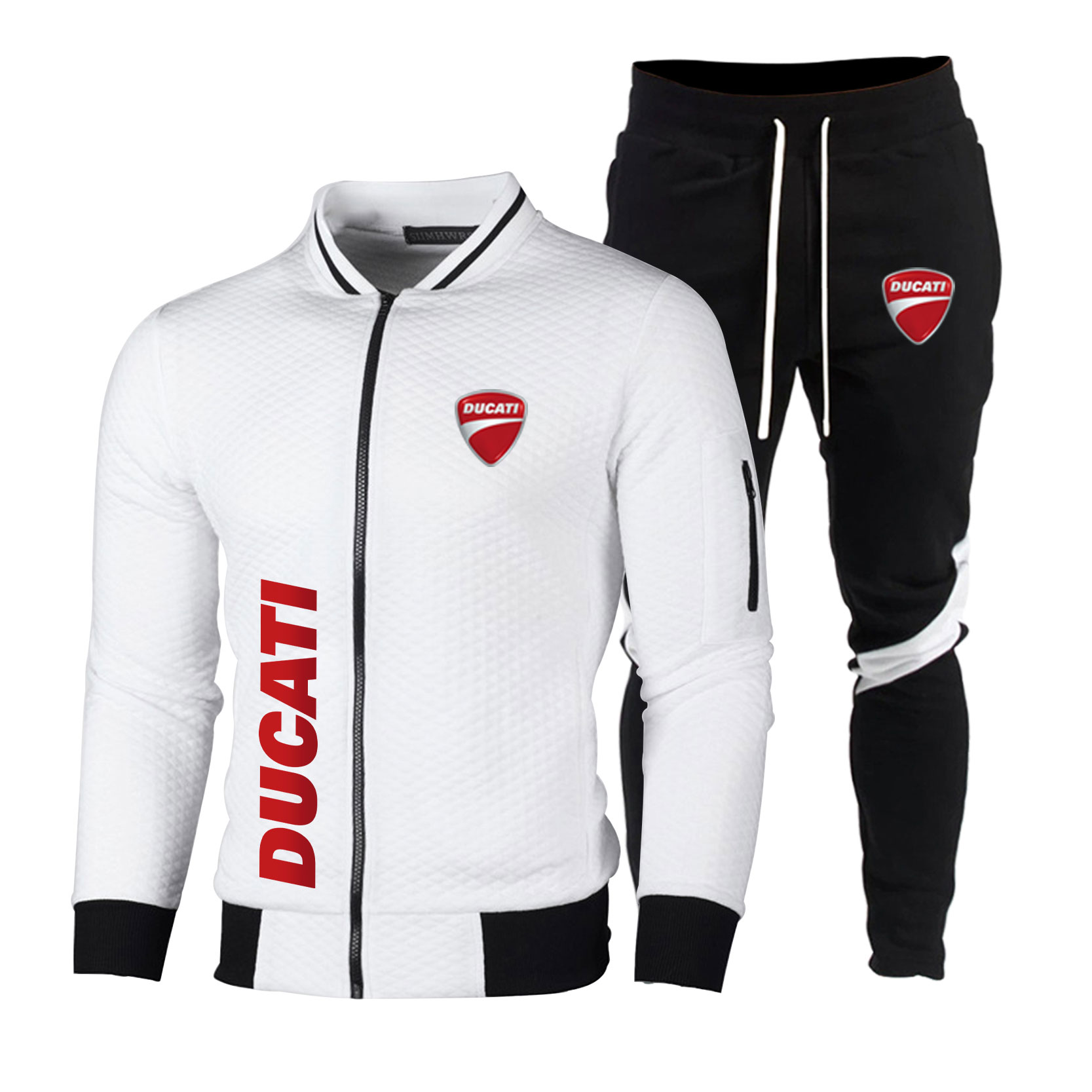 Motorcycle Gear Mens - メンズセット野球ジャケット + スポーツパンツドゥカティロゴプリントカジュアルビジネスアウトドアライディング春服オートバイ用