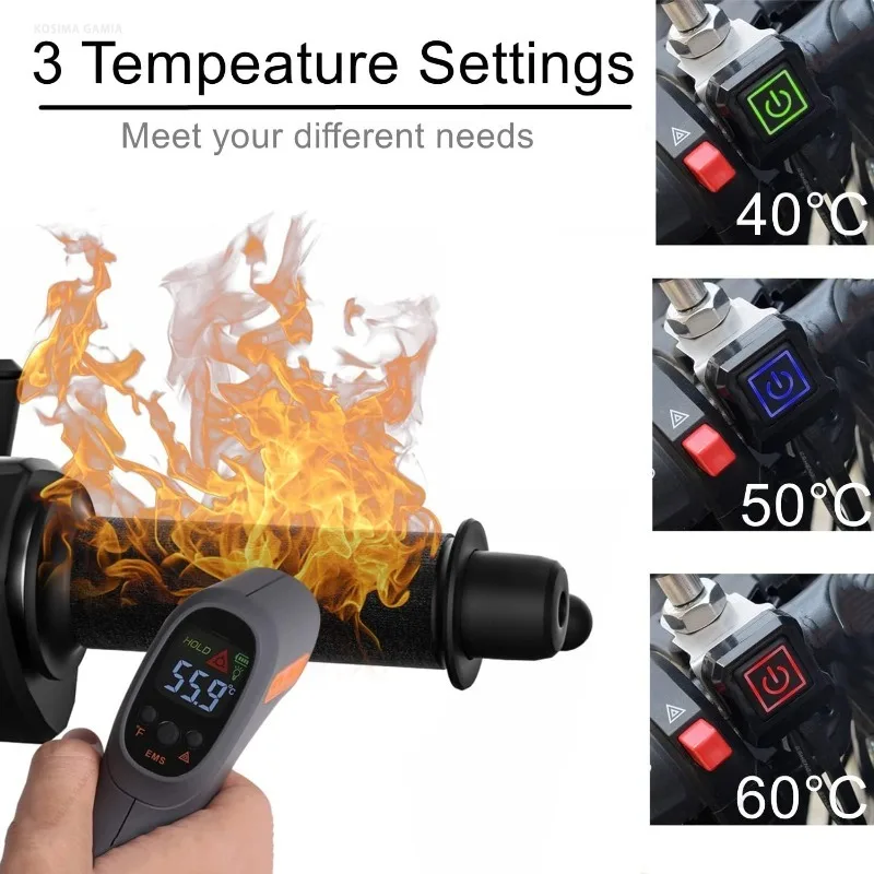 バイク用ヒーターグリップ 12V 3段階温度調整可能、急速加 - Handlebar Grip Heated のレビューと価格